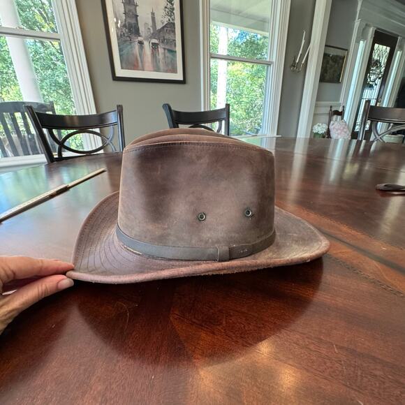 Henschel Hat Company USA HH Brown Leather Western Cowboy Hat Size Large - Picture 1 of 9